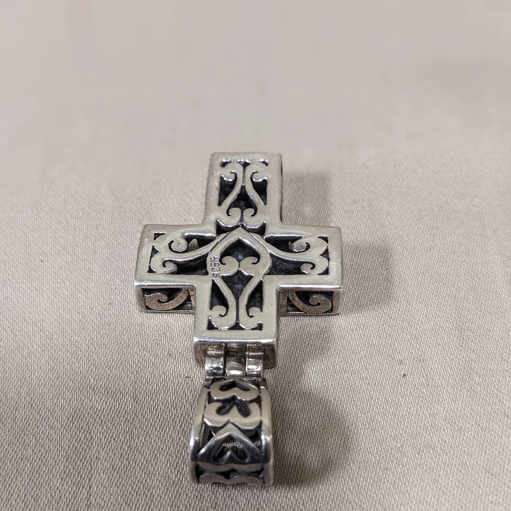 Vintage Sterling Silver Christian Cross Reversible Two-sided Open Work Design